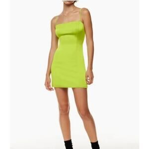 Aritzia Sunday Best Lime Green Silky Mini Dress Cocktail Size 2